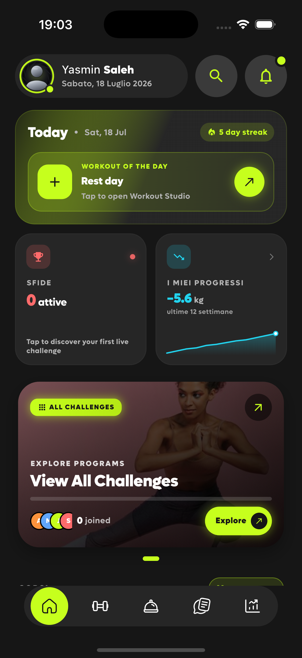 Kayan member app home screen