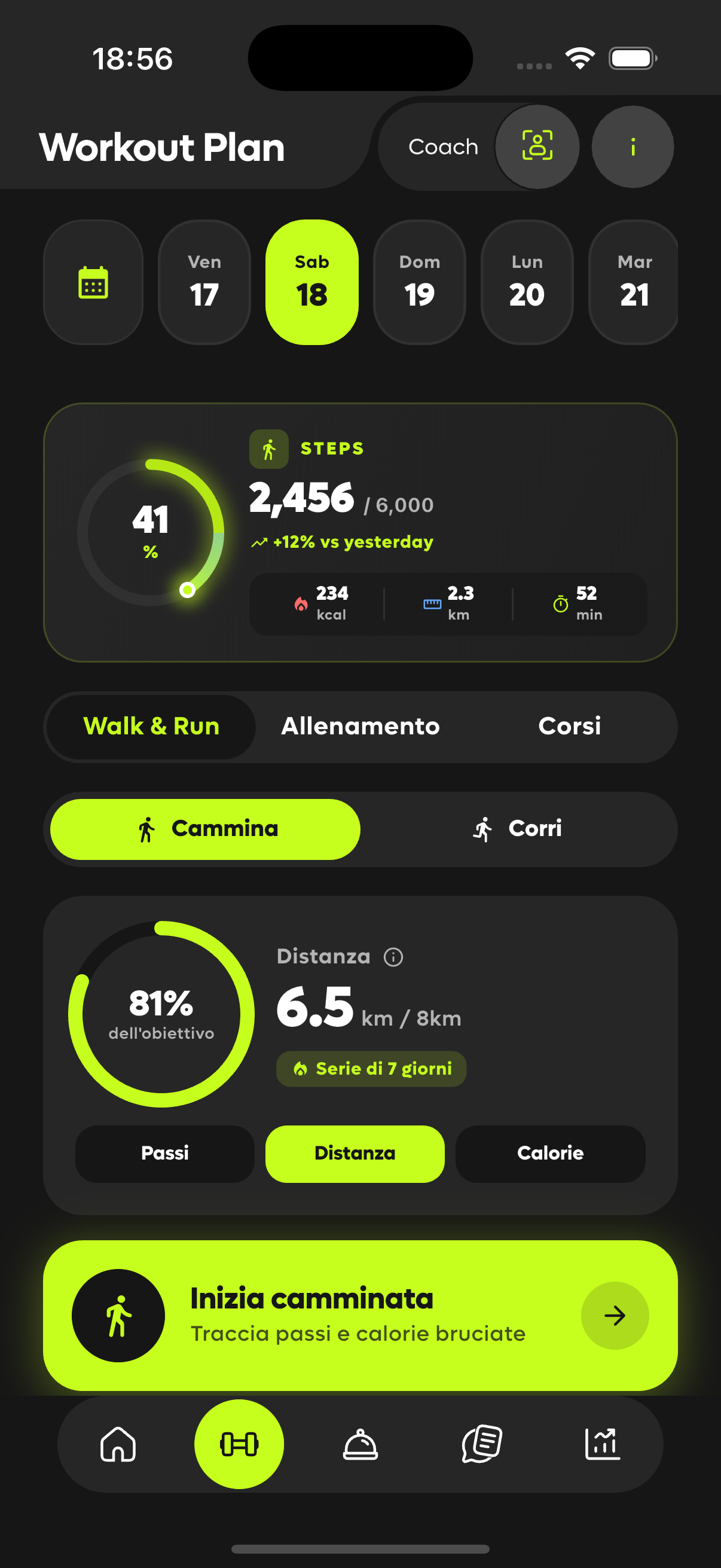 Kayan workout screen